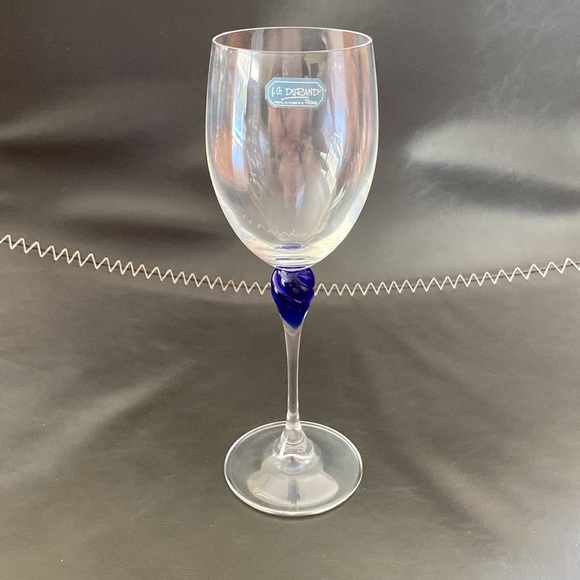 Vintage Set of 4 Cristal J.G. Durand Cobalt Blue Swirl Wine Glasses JG Crystal - Picture 4 of 6